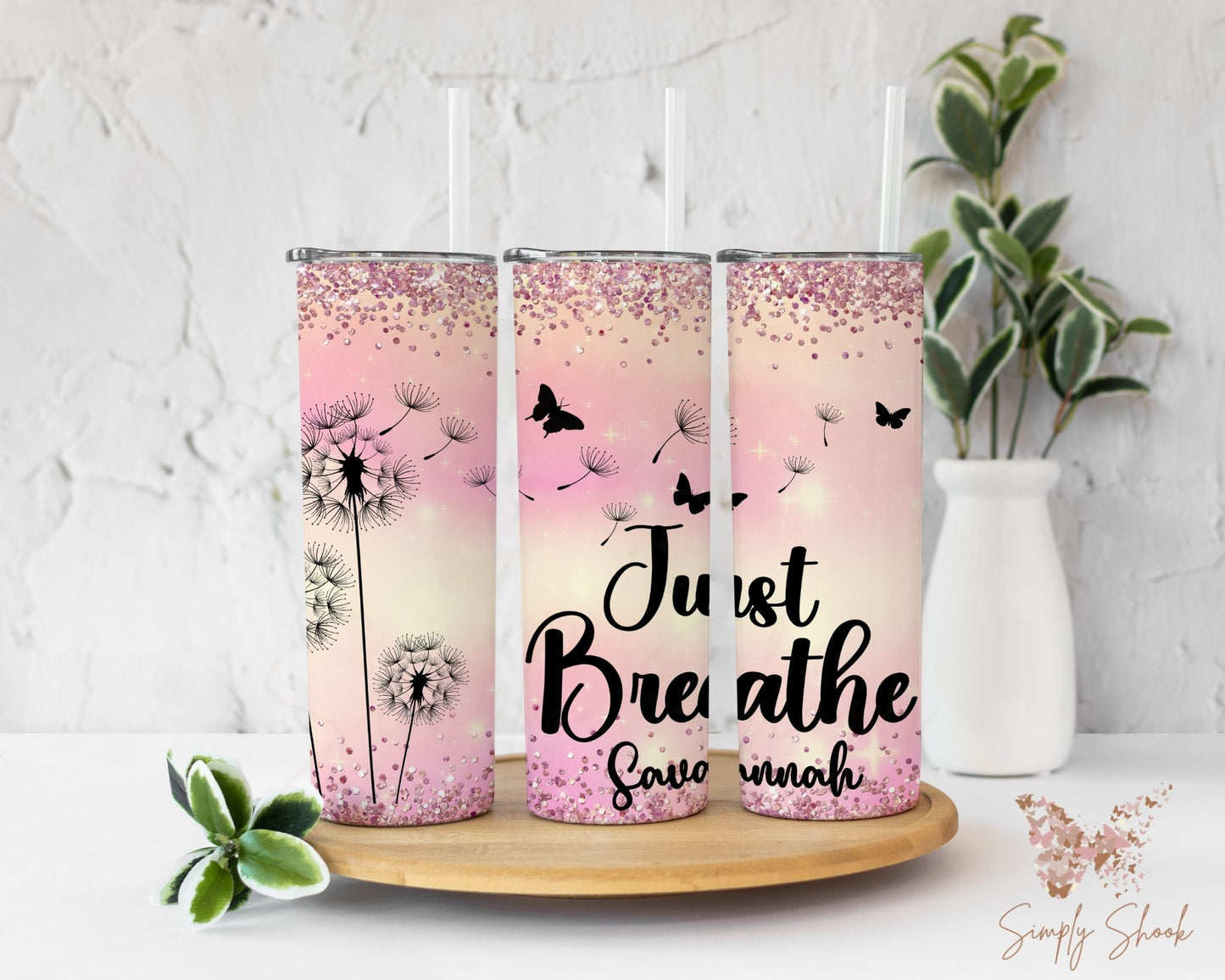 Just Breathe Personalized 20 oz Skinny Tumbler