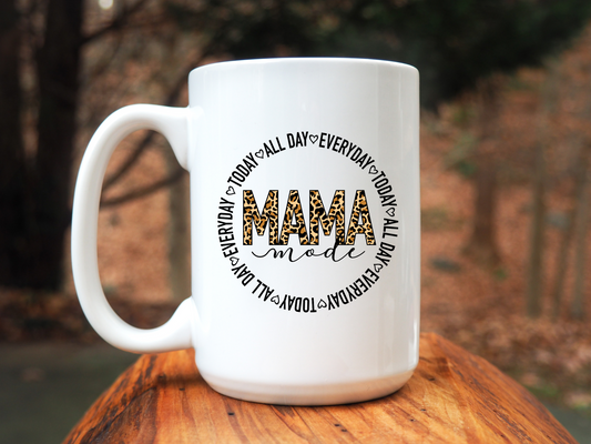 Mama Mode All Day Cheetah 15 oz Coffee Mug