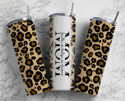 Mom Cheetah with Names 20 oz Skinny Tumbler